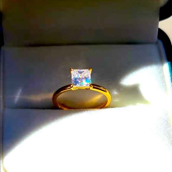 Solid 22k Yellow Gold 1ct Princess Moissanite Ring