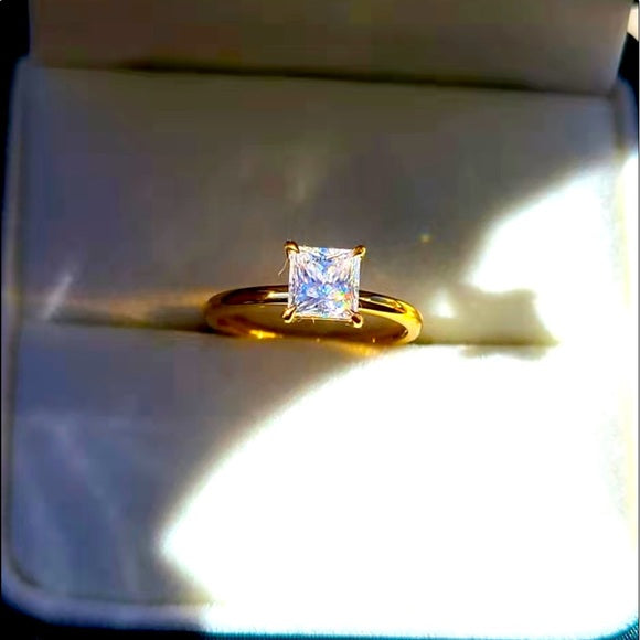 Solid 22k Yellow Gold 1ct Princess Moissanite Ring