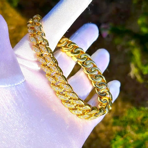 Solid 18k gold moissanite Cuban bracelet