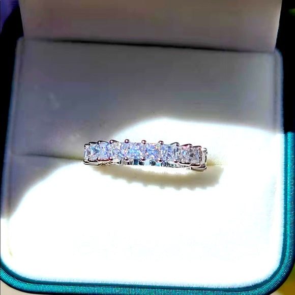 Solid 14k Gold 3mm Princess Moissanite Eternity Band