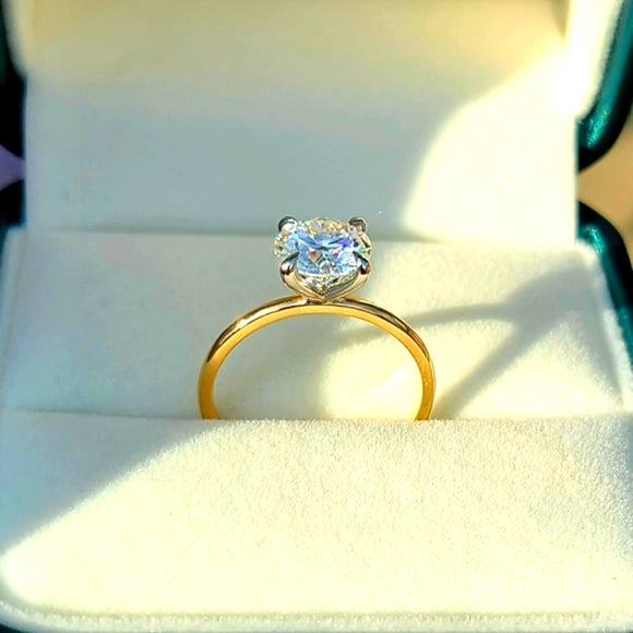 Solid 14k White and Yellow Gold 2ct Moissanite Ring(2-tone)