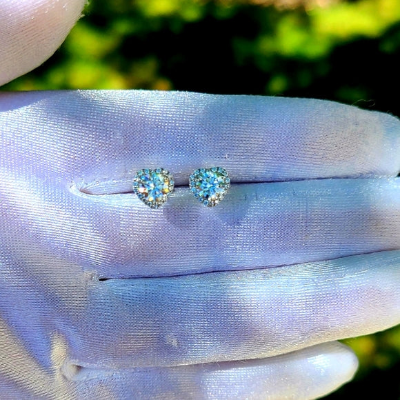 0.5ct Moissanite Earrings with Heart Halo