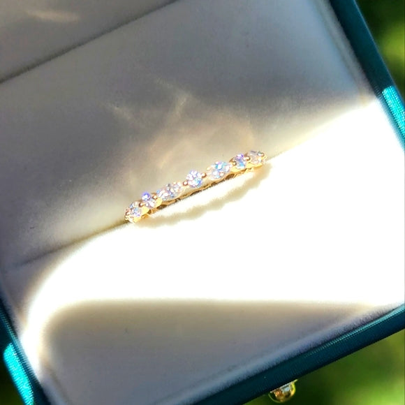 Solid 14k Gold Marquis/Round Moissanite Eternity Band