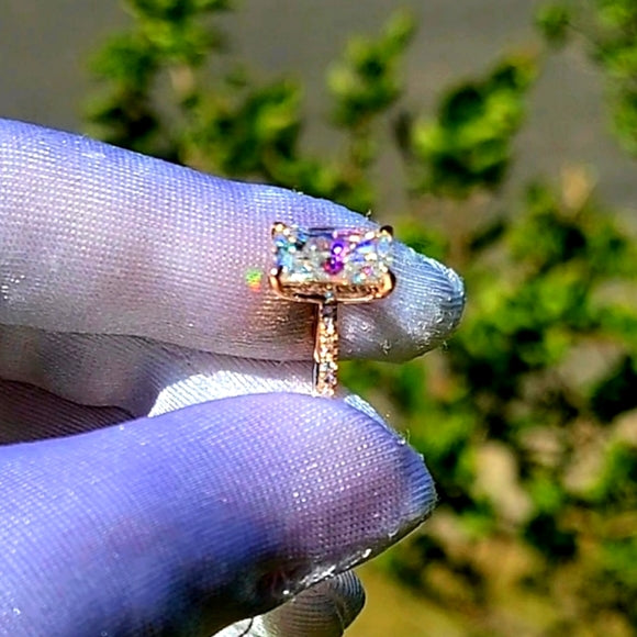 Solid 14k Gold 6×10mm (3ct)  Radiant Moissanite Ring