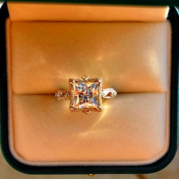 Solid 18k Gold 3ct Princess Moissanite Ring