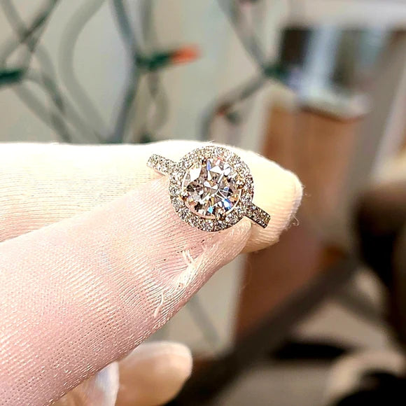 Solid 14k Gold 1.5ct (F VS2) Lab Diamond Ring with Side Stone Lab Diamond