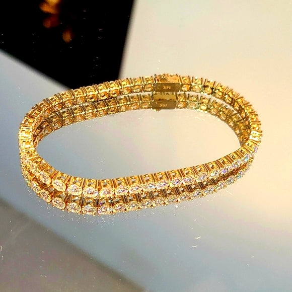 Solid 10k/14k Gold 4mm Moissanite Tennis Bracelet