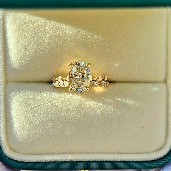 Solid 14k Gold 1.85ct Lab Oval Diamond Ring and Band