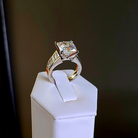 Solid 14k Gold 4ct Princess Moissanite Ring