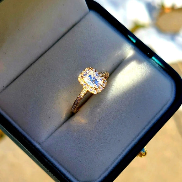 Solid 14k Gold 1ct Cushion Moissanite Ring