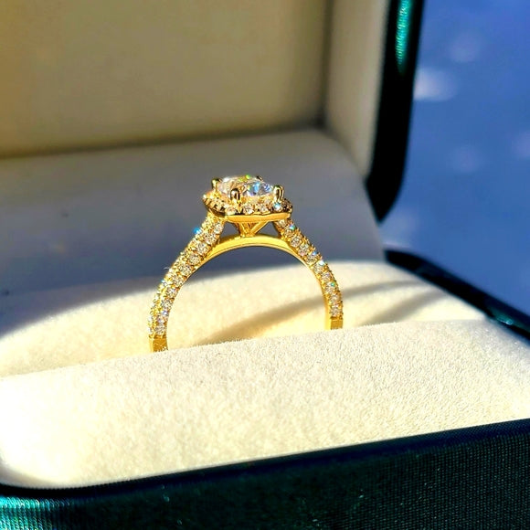 Solid 14k Gold 1ct Cushion Moissanite Ring