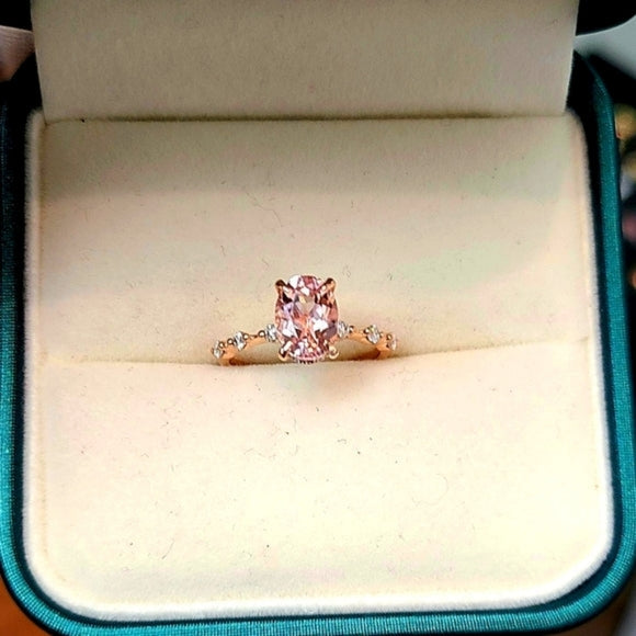 Solid 14k Gold 1.37ct Oval Morganite Ring