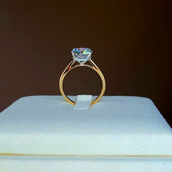 Solid 14k Gold 2.63ct (G VVS2) Lab Diamond Ring (2-tone)