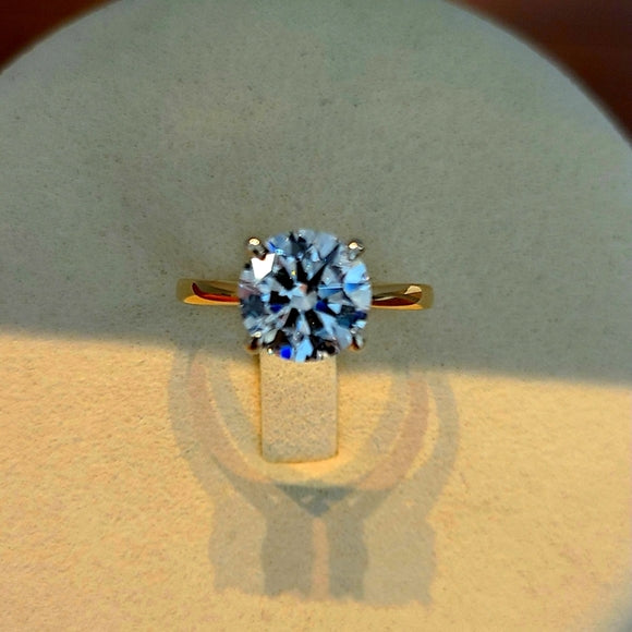 Solid 14k Gold 2.63ct (G VVS2) Lab Diamond Ring (2-tone)
